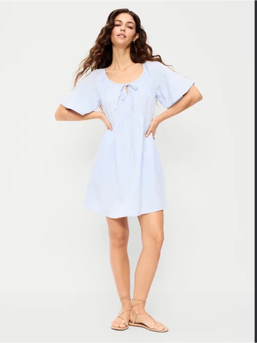 NWT!! Old Navy Crinkle Gauze Flutter-Sleeve Mini Swing Dress in Light Blue